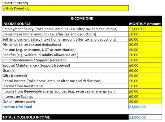 Household Budget Template